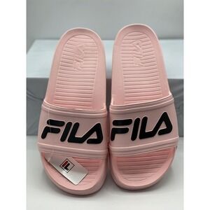 Fila Sleek LT Slide Sandals Women 10 Pink-Black Slip-On New
